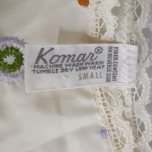 Vintage 1970s Komar Nightgown & House Coat Robe Set Embroidered Peignoir S/M - Picture 6 of 16